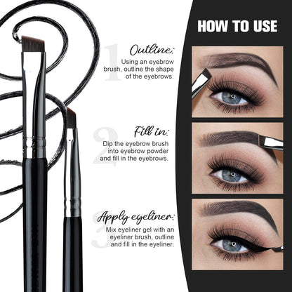 Eyebrow Brush & Eyeliner Brush, beauty Double-Ended Angled Eye Brow Brush and Eye Liner Brush, Two-In-One Eyeliner Brush Fine Point with Brow Brush, One Brush for Two Uses