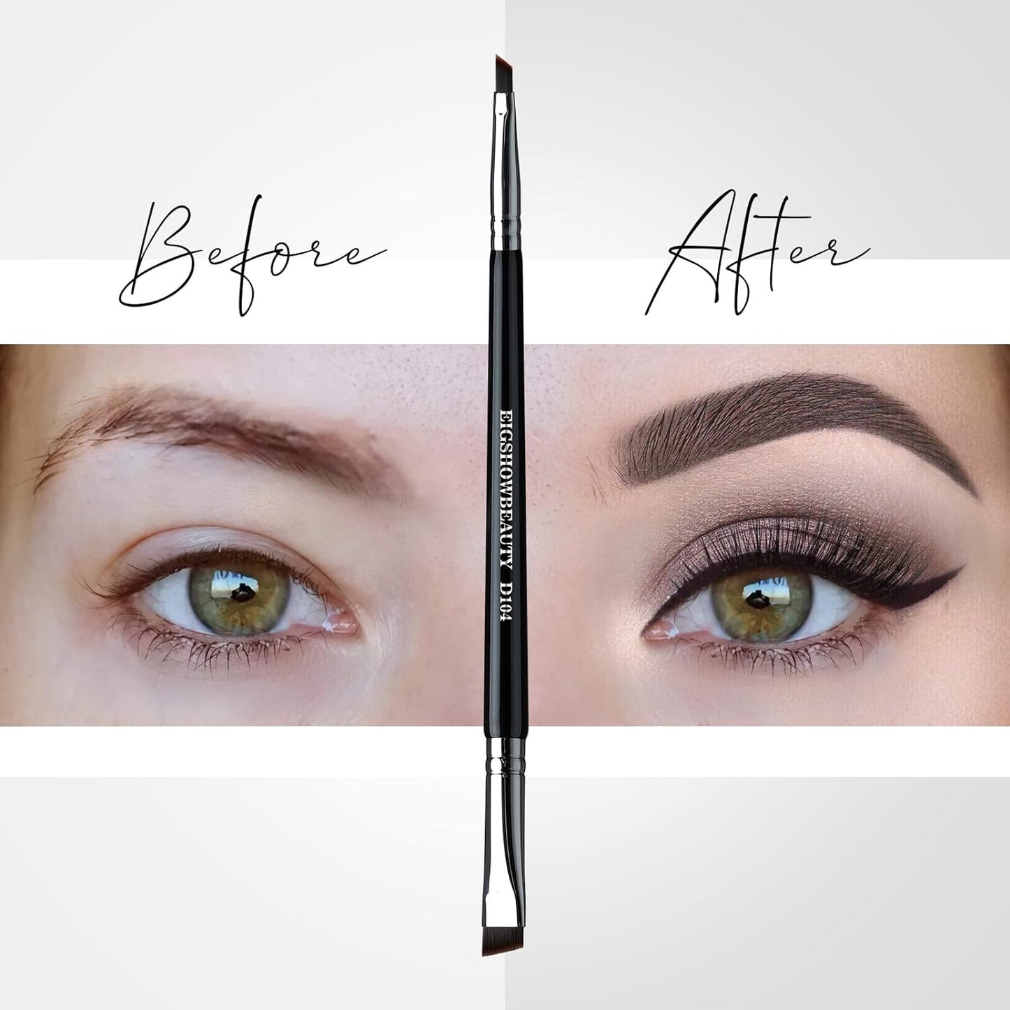 Eyebrow Brush & Eyeliner Brush, beauty Double-Ended Angled Eye Brow Brush and Eye Liner Brush, Two-In-One Eyeliner Brush Fine Point with Brow Brush, One Brush for Two Uses