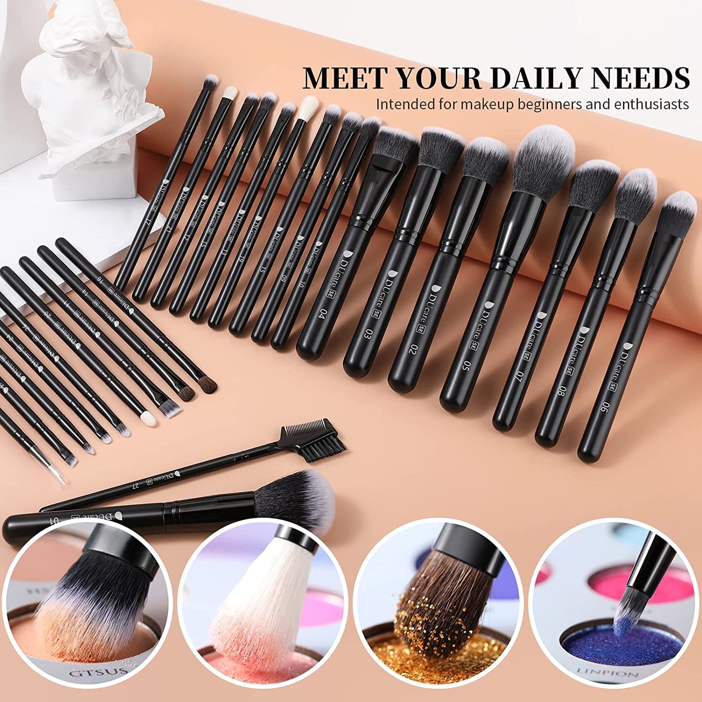 Makeup Brushes Set Professional 27Pcs Makeup Brushes Premium Synthetic Kabuki Foundation Blending Face Powder Blush Concealers Eye Shadows Make up Brushes Kit