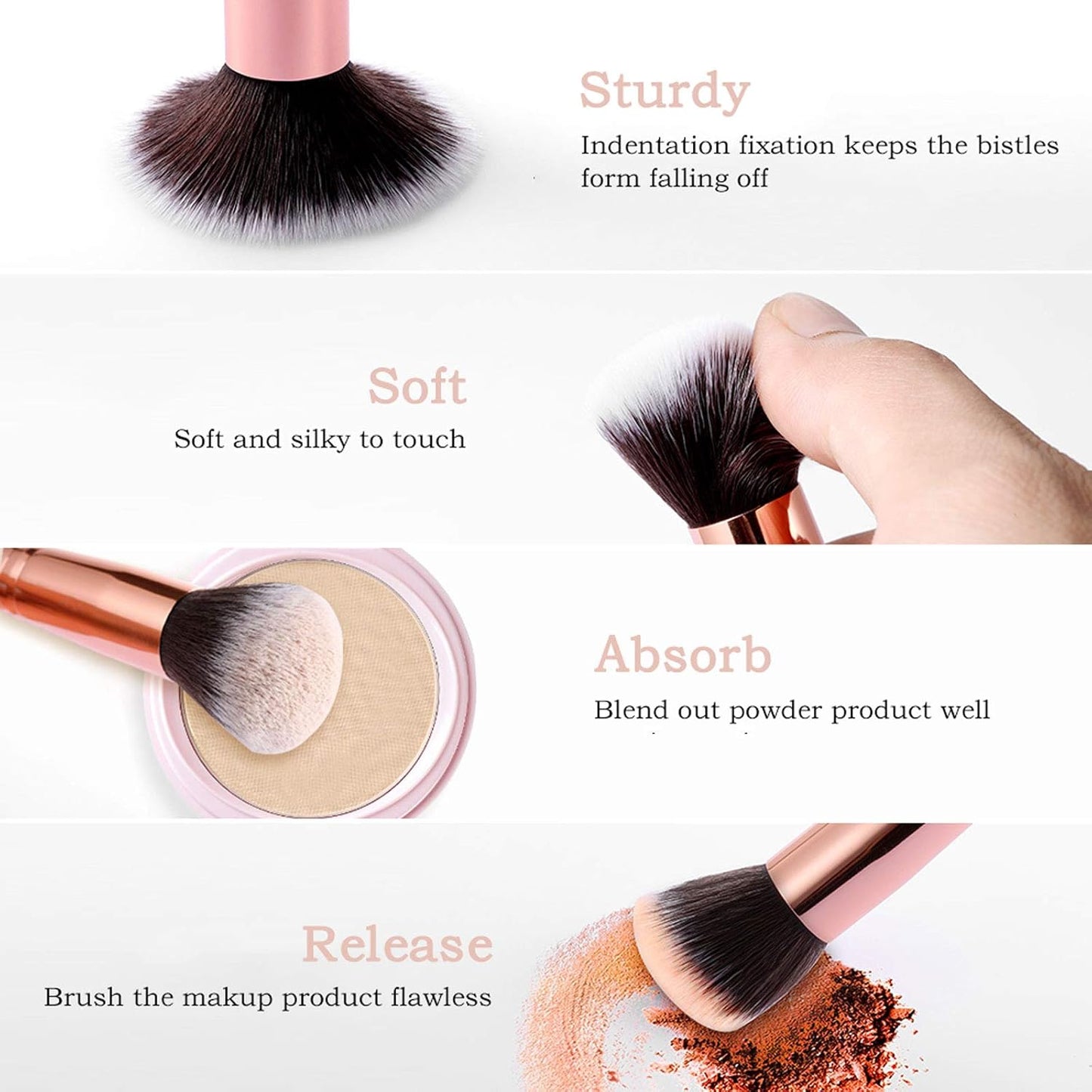 Makeup Brushes  15Pcs Marble Makeup Brush Set Premium Synthetic Kabuki Powder Blush Contour Foundation Concealer Eyeshadow Brushes with Makeup Sponge Make up Tool